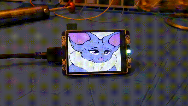 A gif of Abby, a wholesome purple bat.